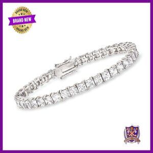 Sterling Silver CZ Tennis Bracelet 16ct Princess Cut 7in